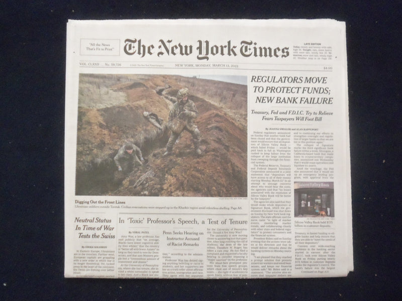 2023 MARCH 13 NEW YORK TIMES-REGULATIORS MOVE TO PROTECT FUNDS: NEW BANK FAILURE