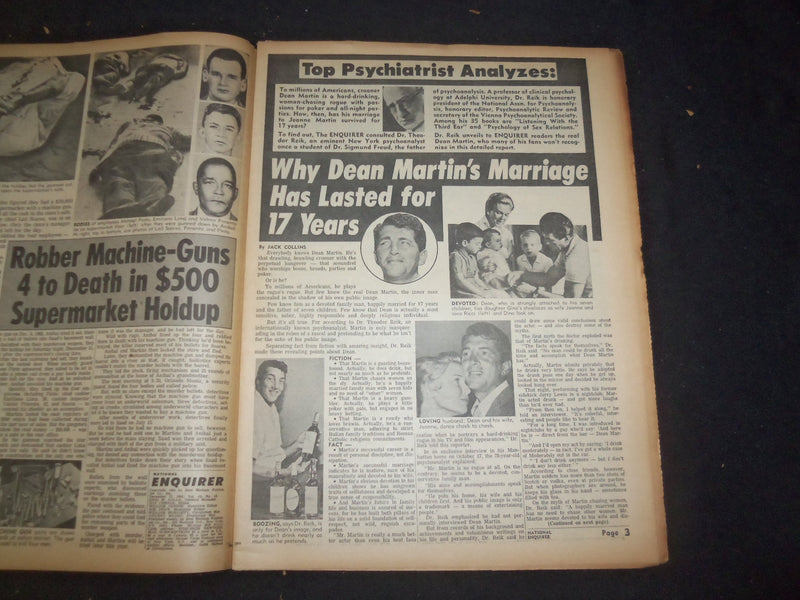 1966 DECEMBER 11 NATIONAL ENQUIRER NEWSPAPER- CLARK GABLE -DEAN MARTIN - NP 7431