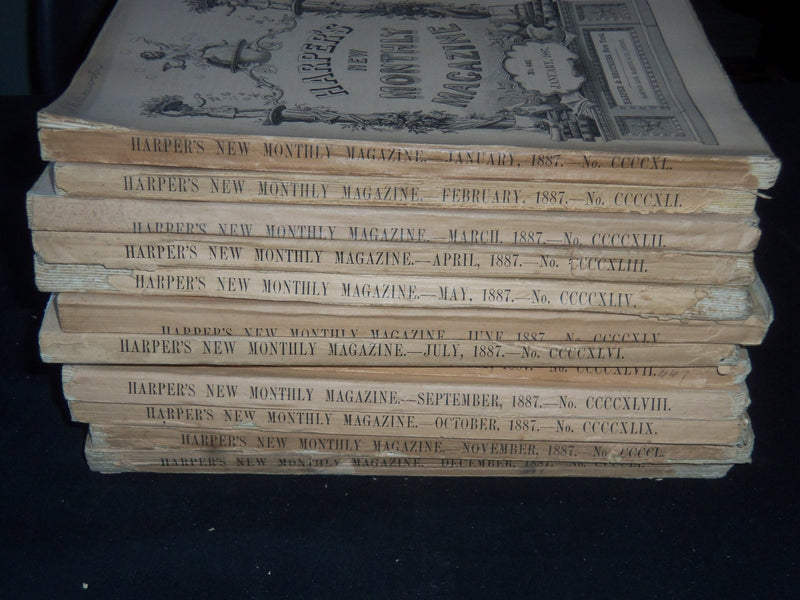 1887 HARPER'S MONTHLY MAGAZINE -COMPLETE YEAR- NICE ILLUSTRATIONS & ADS- WR 1417