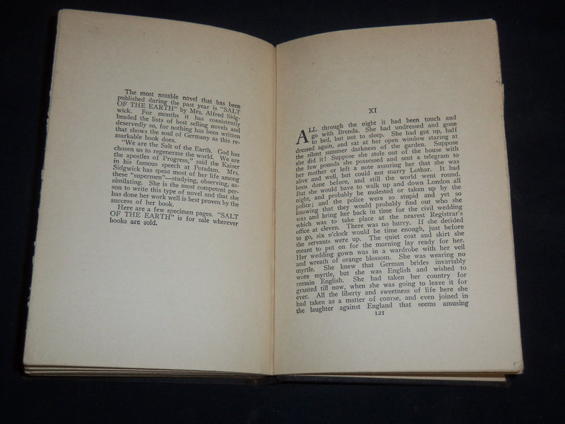 1918 THE DEVIL'S CRADLE BOOK BY MRS. ALFRED SIDGWICK - KD 5294A