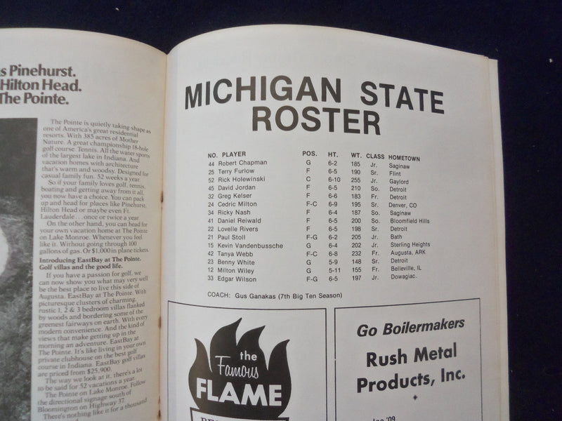 1976 JAN 26 COLLEGE BASKETBALL PROGRAM- PURDUE UNIV VS. MICHIGAN STATE- SP 1533R