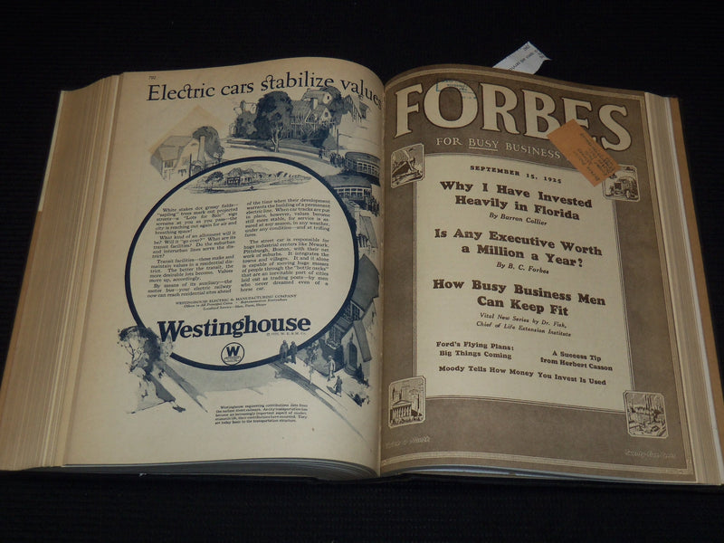 1925 APRIL 15-OCTOBER 1 FORBES MAGAZINE BOUND VOLUME - NICE ADS - R 10A