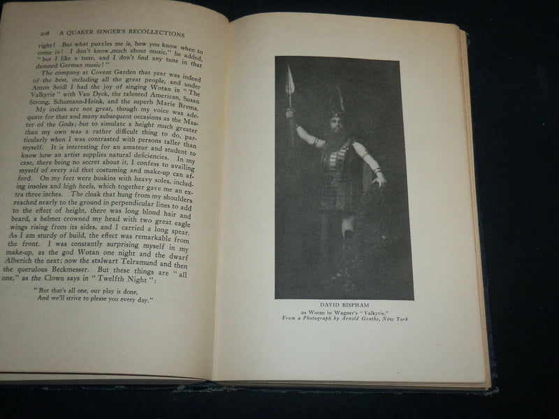 1920 A QUAKER SINGER'S RECOLLECTIONS HARDCOVER BOOK BY DAVID BISPHAM - KD 6745