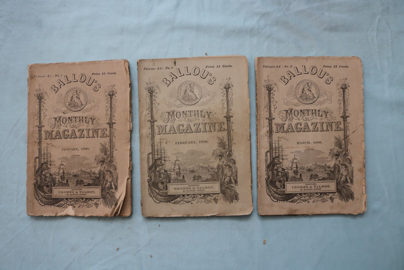 1880 BALLOU'S MONTHLY MAGAZINE - COMPLETE YEAR - LOT OF 12 - O 3975