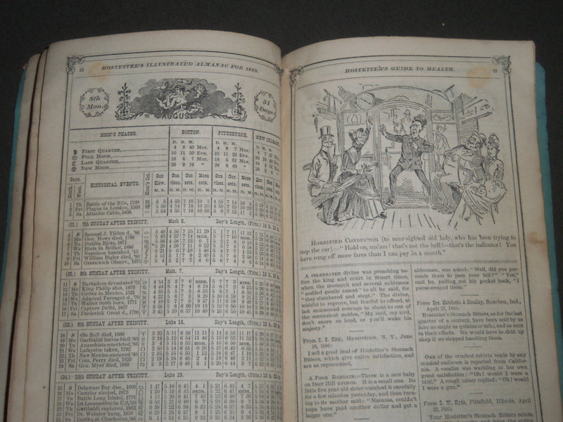1889 HOSTETTER'S ILLUSTRATED UNITED STATES ALMANAC - SOFTCOVER - H 710