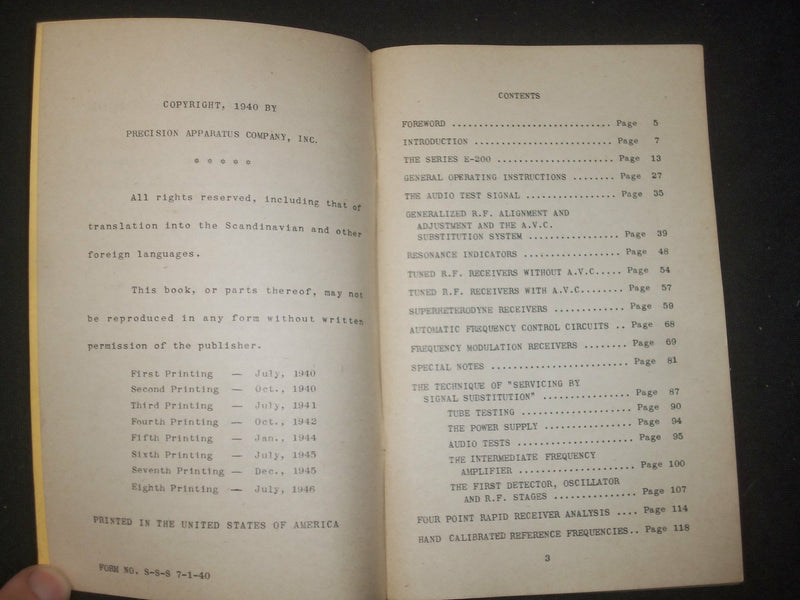1940 SERVICING BY SIGNAL SUBSTITUTION - PRECISION APPARATUS COMPANY - J 6373