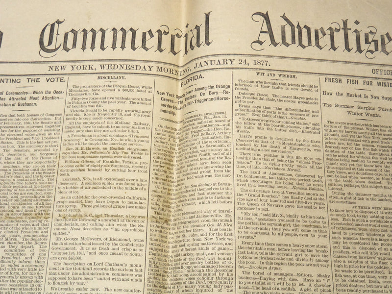 1877 JAN 24 WEEKLY COMMERCIAL ADVERTISER - COUNTING THE VOTE ELECTION - NP 8963