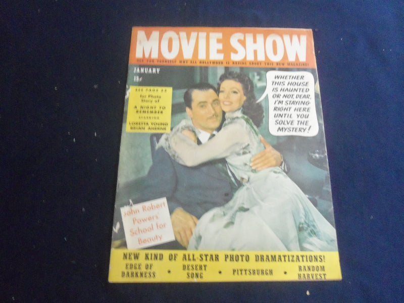 1943 JANUARY MOVIE SHOW MAGAZINE - LORETTA YOUNG & BRIAN AHERNE COVER - B 2801H