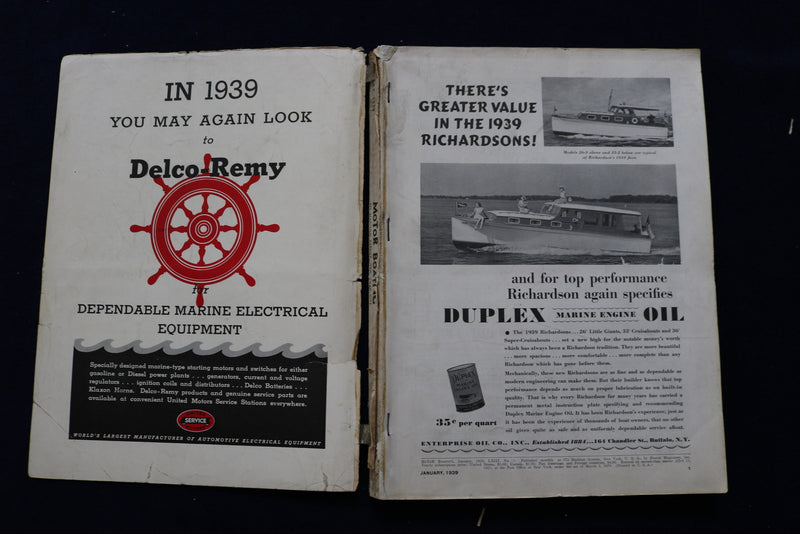 1939 DECEMBER MOTOR BOATING MAGAZINE - ILLUSTRATED BOATS COVER - E 11684