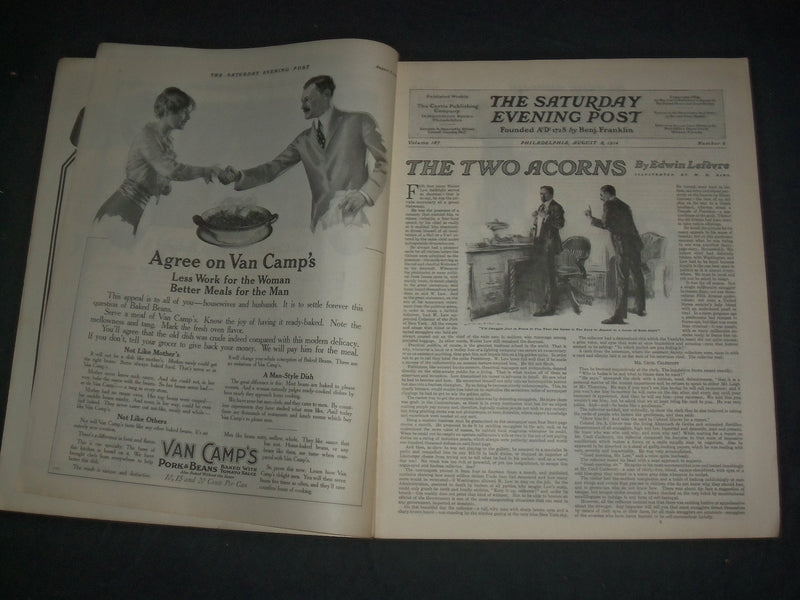 1914 AUGUST 8 THE SATURDAY EVENING POST MAGAZINE - ILLUSTRATED COVER - SP 2470W