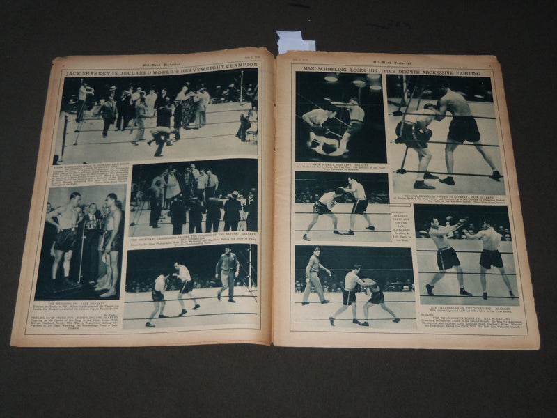 1932 JULY 2 MID-WEEK PICTORIAL MAGAZINE SECTION -SHARKEY SCHMELING FIGHT- J 3233