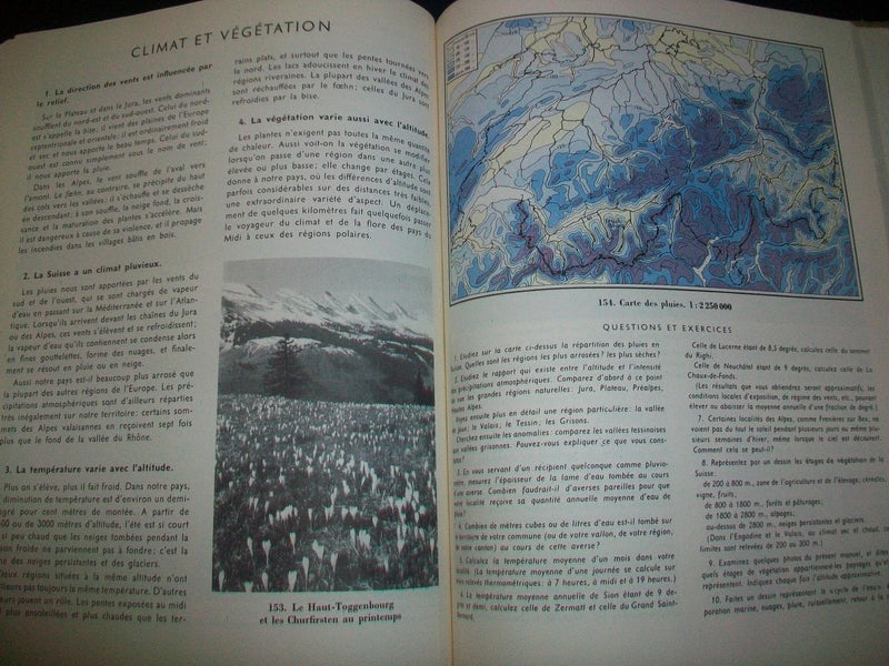 1951 GEOGRAPHIE DE LA SUISSE BY HENRI REBEAUD FRENCH HARDCOVER BOOK - KD 2933