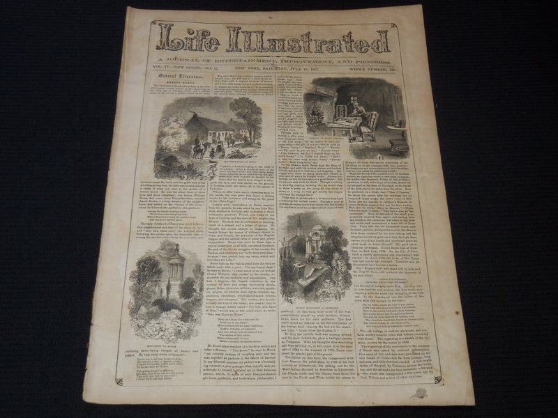1857 JULY 18 LIFE ILLUSTRATED NEWSPAPER - ROBERT BURNS - NP 5927