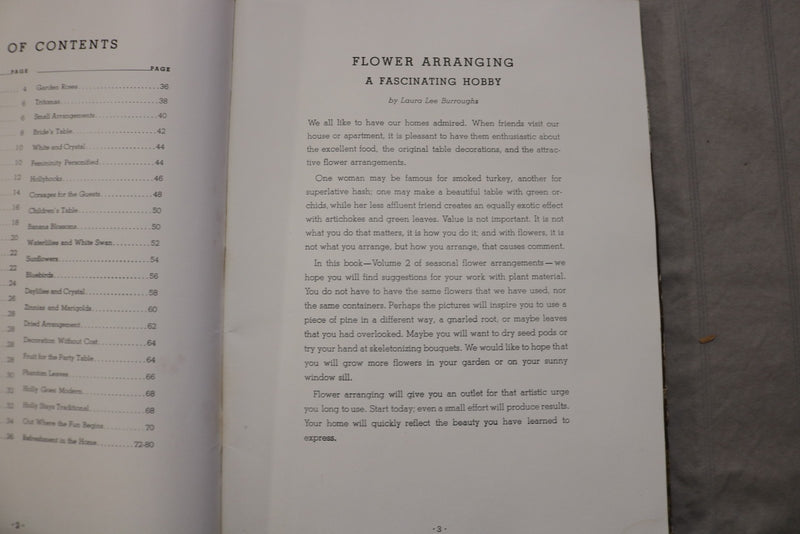 1941 FLOWER ARRANGING - A FASCINATING HOBBY BY LAURA LEE BURROUGHS-VOL 2- K 3475