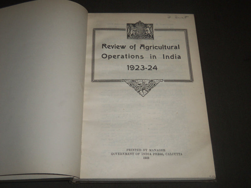 1925 REVIEW OF AGRICULTURE OPERATIONS IN INDIA 1923-1924 BOOK - PHOTOS - KD 4209