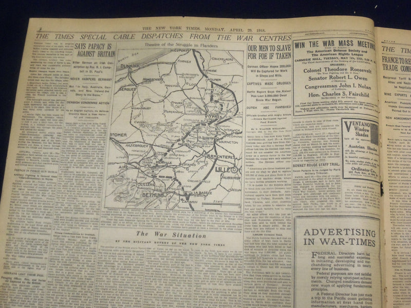 1918 APRIL 29 NEW YORK TIMES - FOCH CONTENT HOLDS BACK COUNTERBLOW - NT 8213
