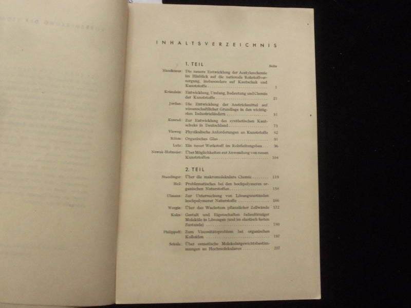1937 ZUR ENTWICKLUNG DER CHEMIE DER HOCHPOLYMEREN BOOK - GERMAN TEXT - J 9997