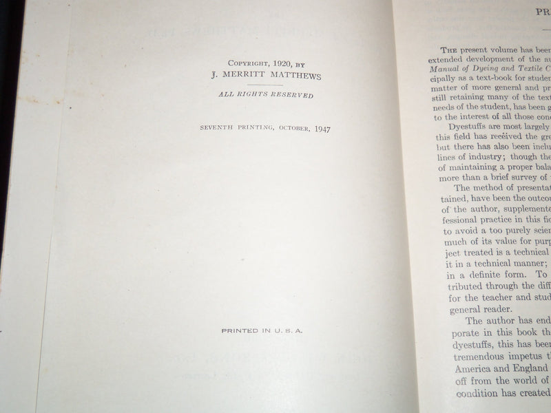 1947 APPLICATION OF DYESTUFFS VOLUME BY MERITT MATTHEWS - TEXTILES - KD 5523O