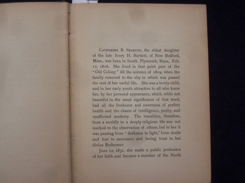 1879 MRS. CATHERINE BARRLETT SEABURG -A BIOLOGICAL SKETCH HARDCOVER BOOK - K 208