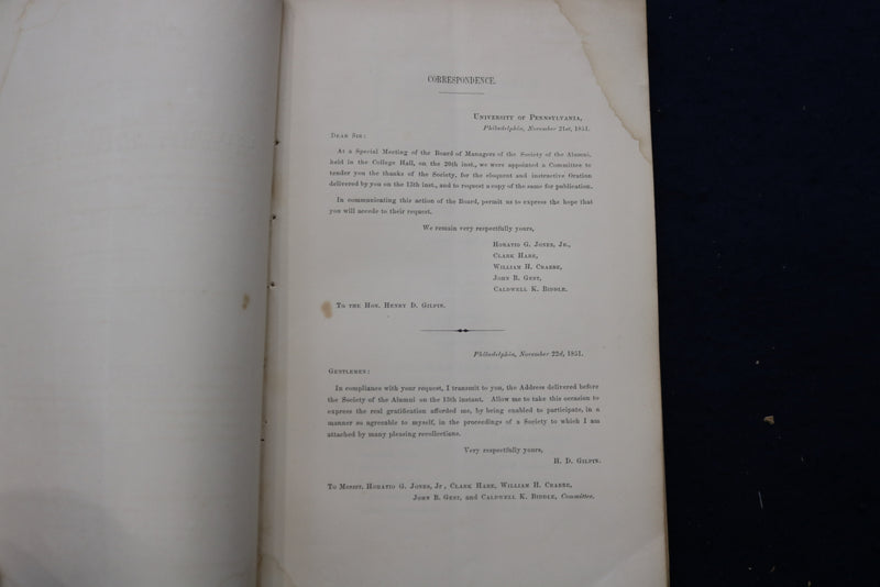 1881 UNIVERSITY OF PENNSYLVANIA ALUMNI SOCIETY ADDRESS SOFTCOVER BOOK BY - K 841