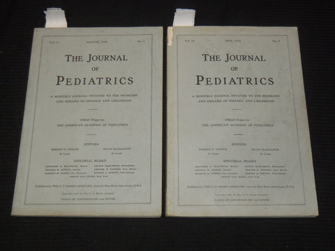 1937-1938 THE JOURNAL OF PEDIATRICS LOT OF 2 ISSUES - K 2627