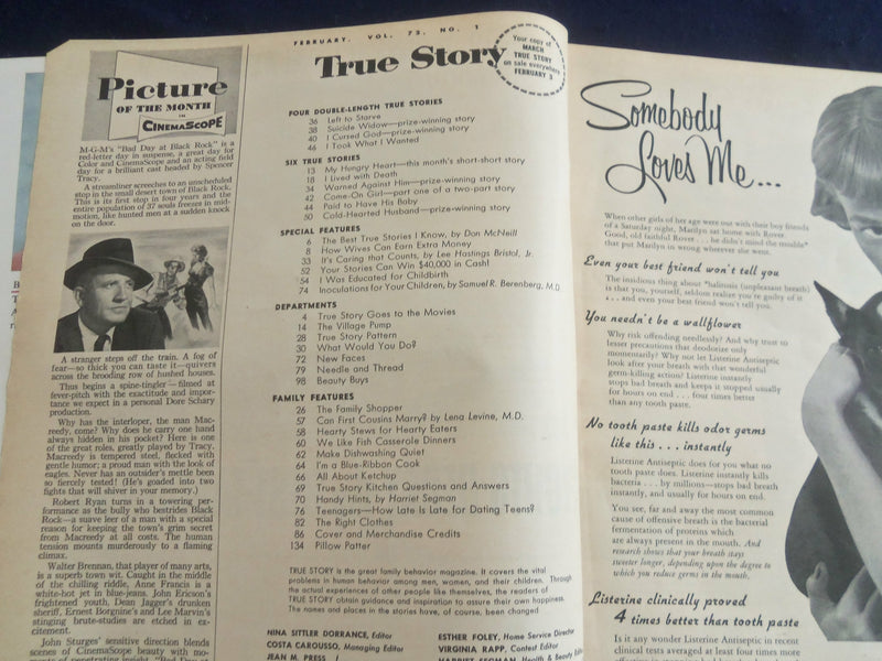 1955 FEBRUARY TRUE STORY MAGAZINE - GREAT COVER - NICE PHOTOS - ST 5153F