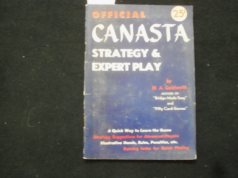 1949 OFFICIAL CANASTA STRATEGY & EXPERT PLAY MAGAZINE BY M.A. GOLDSMITH - J 9957