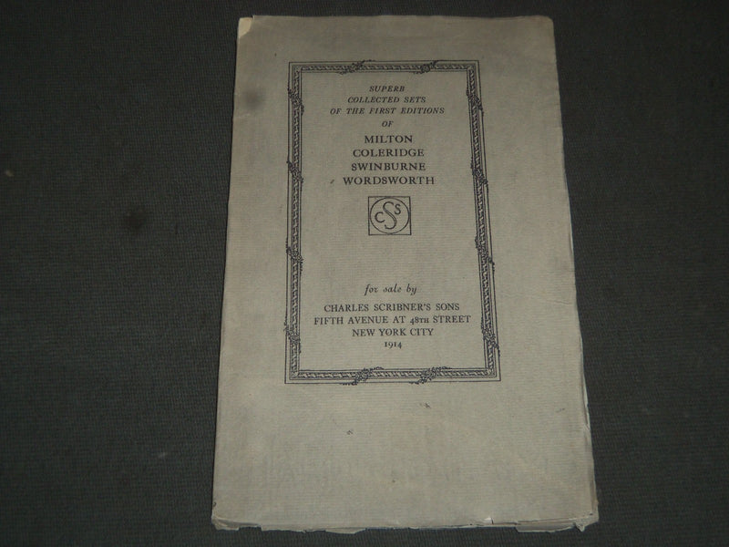 1914 FIRST EDITIONS SET OF MILTON, COLERIDGE, SCRIBNER'S SALE CATALOG - J 5217