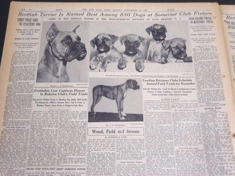1937 SEPT 19 NEW YORK TIMES SPORTS -BOXING CARNIVAL AT THE POLO GROUNDS- NT 7006