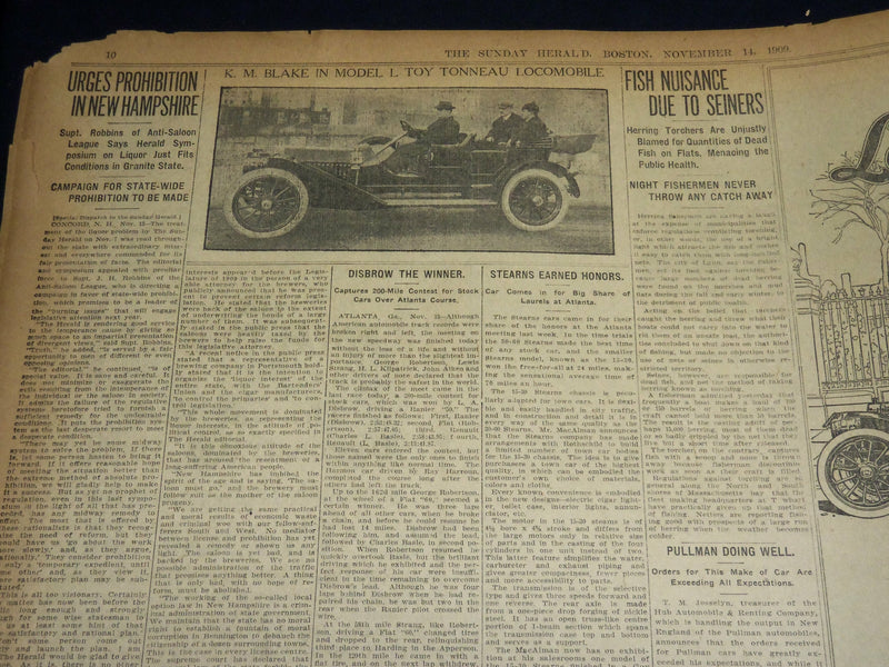 1909 NOVEMBER 14 THE BOSTON HERALD - HARVARD VANQUISHES DARTMOUTH 12-3 - BH 395