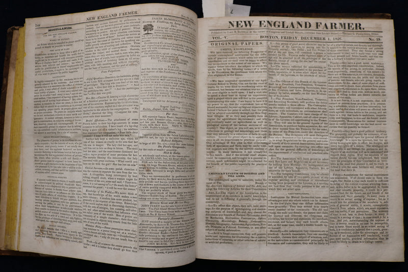 1826-1827 NEW ENGLAND FARMER BOUND VOLUME #5 - KD 9535