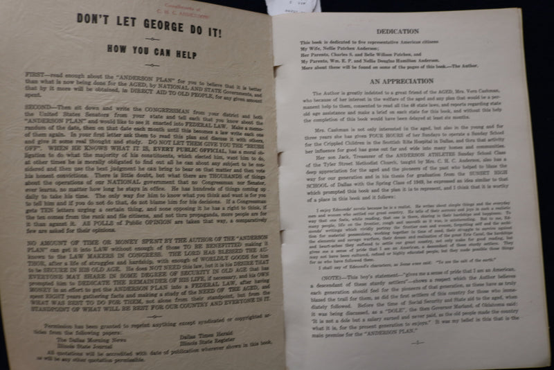1949 JULY THE ANDERSON PLAN FOR THE AGED AFTER SIXTY - SOFTCOVER BOOK - K 1492