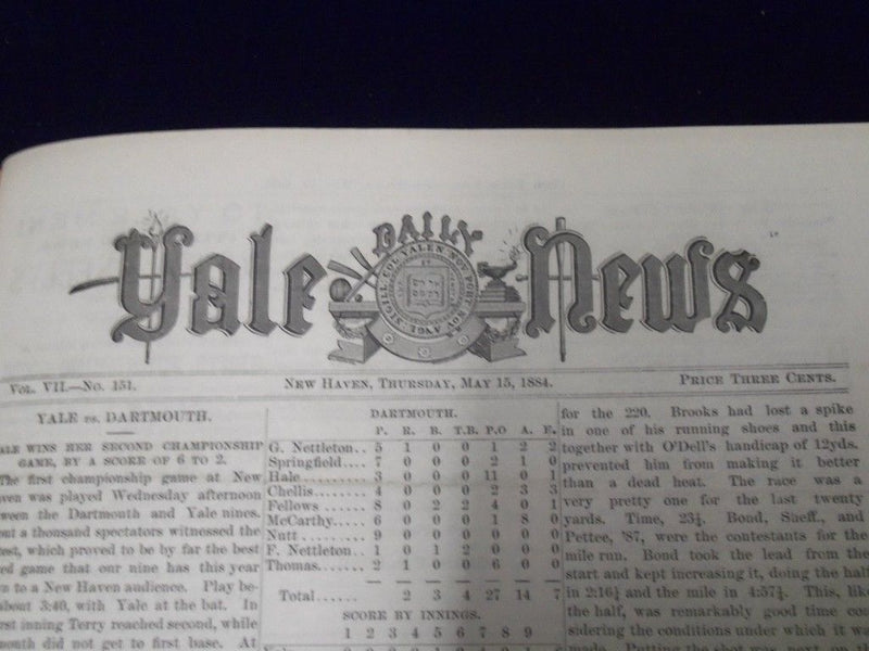 1883-1884 SEP-JUN YALE NEWS MAGAZINE BOUND VOLUME NO. 7 - GREAT ADS - KD 726G