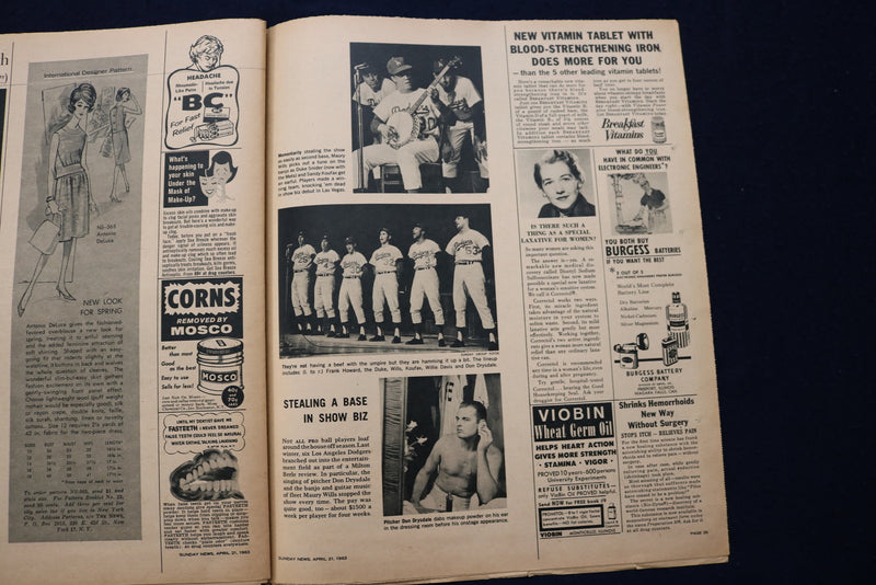 1963 APRIL 21 SUNDAY NEWS COLOROTO MAGAZINE - RICHARD EGAN - BASEBALL - E 23196