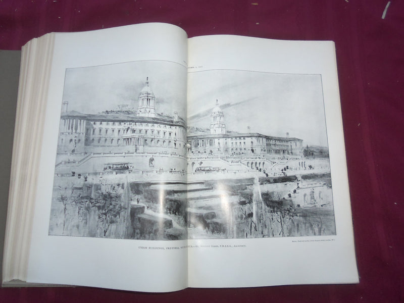 1913 JAN-DEC THE BUILDER U. K. MAGAZINE BOUND VOLUMES - 2 VOLS - FOLD OUTS- C 37