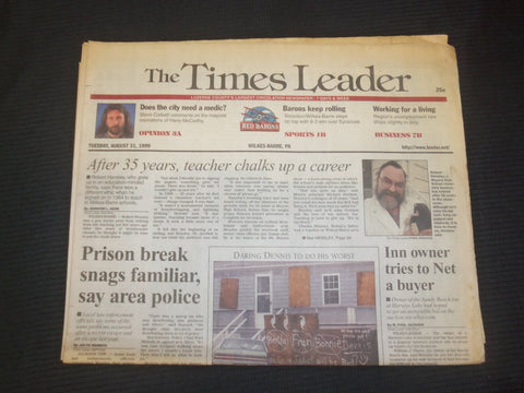 1999 AUGUST 31 WILKES-BARRE TIMES LEADER - PRISON BREAK SNAGS FAMILIAR - NP 7461