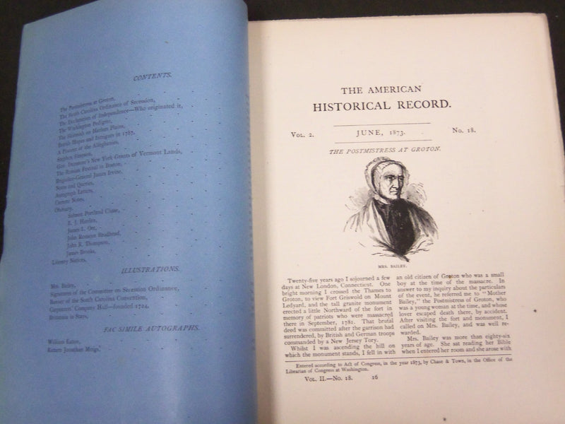 1873-1874 THE AMERICAN HISTORICAL RECORD LOT OF 14 - NOTES & QUERIES - WR 393