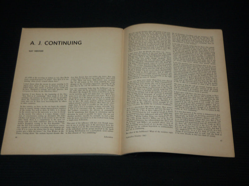 1957 SEPT/OCT LIBERATION MAGAZINE - A. J. MUSTE - DOUBLE NUMBER ISSUE - J 6993