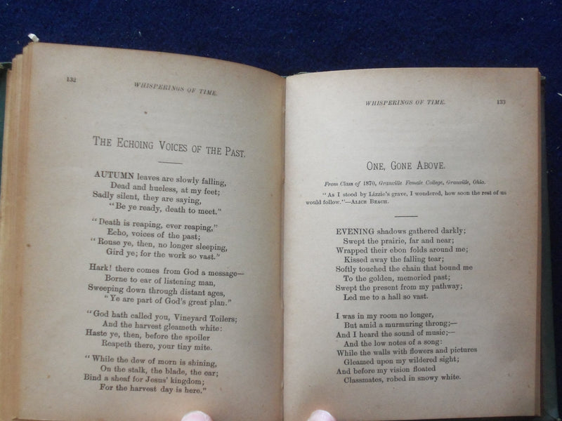 1878 WHISPERINGS OF TIME HARDCOVER BOOK BY DELIA M. HILLS - KD 8430