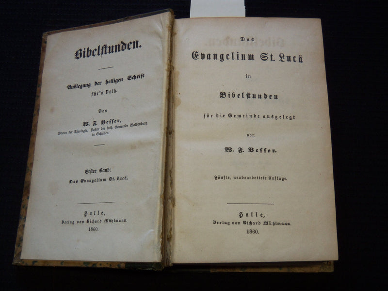 1860-1864 BESSER'S BIBELSTUNDEN VOLUME 1 & 2 - GERMAN - KD 7822