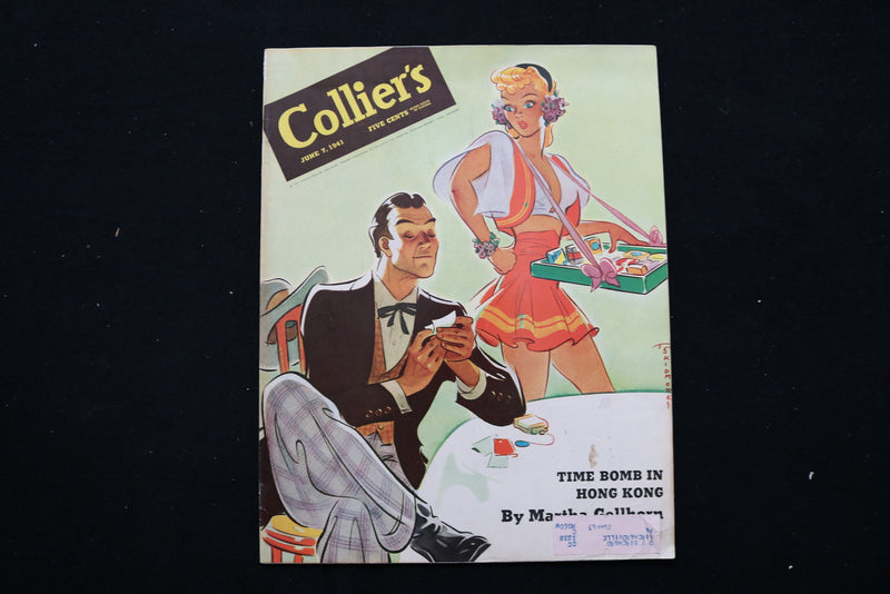 1941 JUNE 7 COLLIER'S MAGAZINE - A MAN AND CIGARETTE GIRL COVER - E 11033