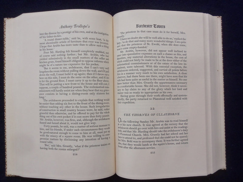 1958 ANTHONY TROLLOPE'S BARCHESTER TOWERS HARDCOVER BOOK -HERITAGE PRESS-KD 8871