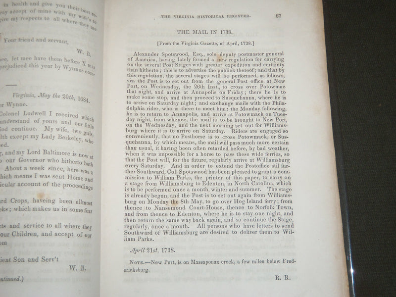 1848 APRIL THE VIRGINIA HISTORICAL REGISTER & LITERARY ADVERTISER VOL.1- J 5260