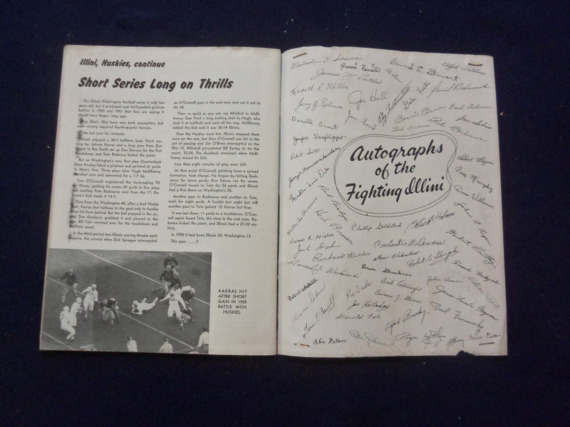 1952 OCTOBER 11 FOOTBALL PROGRAM - UNIV WASHINGTON VS. UNIV ILLINOIS - SP 5454P