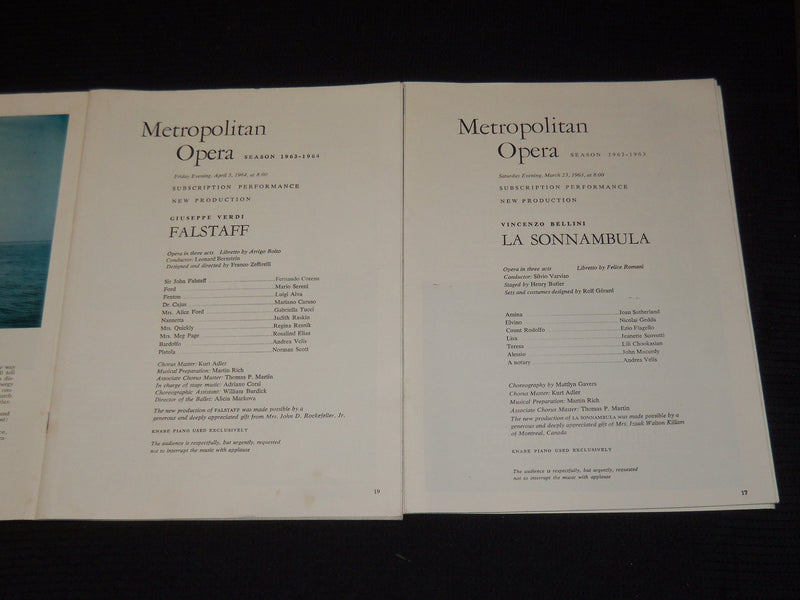 1961-1969 METROPOLITAN OPERA LINCOLN CENTER PROGRAMS LOT OF 17 ISSUES - O 2922B