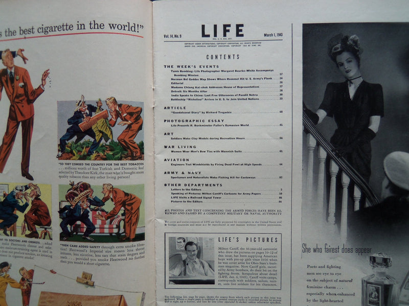 1943 MARCH 1 LIFE MAGAZINE - BOW TIES IN FASHION - L 328
