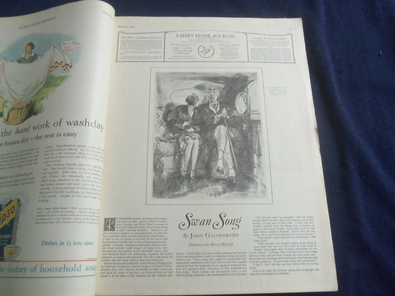 1928 FEBRUARY LADIES' HOME JOURNAL MAGAZINE - SWAN SONG - SP 6482W