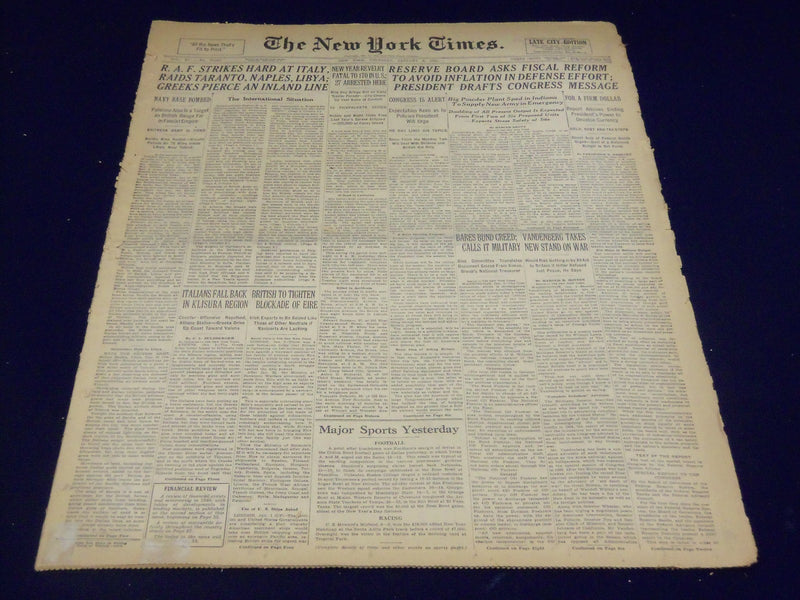 1941 JAN 2 NEW YORK TIMES - R. A. F. STRIKES HARD AT ITALY - NT 1082