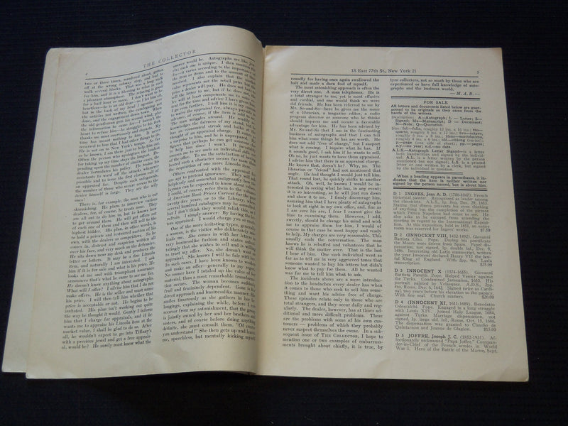1950 JANUARY THE COLLECTOR MAGAZINE OF AUTOGRAPH & HISTORICAL- NEW YORK - J 7300