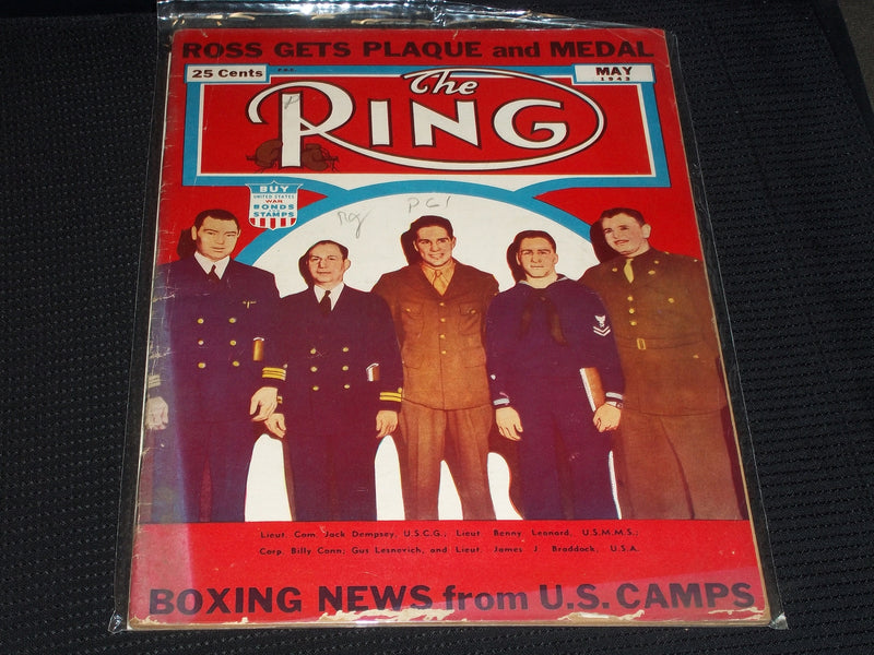 1943 MAY THE RING MAGAZINE - JACK DEMPSEY ++ FRONT COVER - E 3972